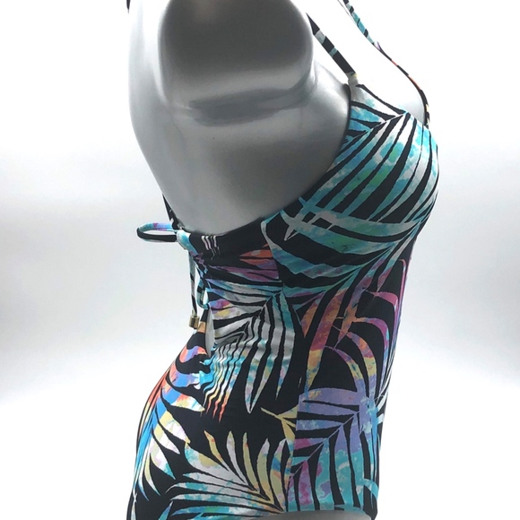 Bar III Swimsuit Small One Piece Tie Dye Lace Up - Picture 4 of 7